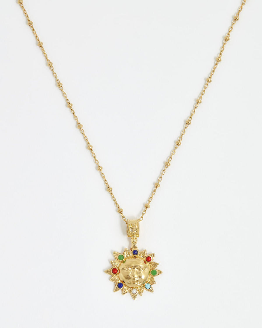 soru jewellery treasures sun pendant necklace gold plated silver agate gemstones