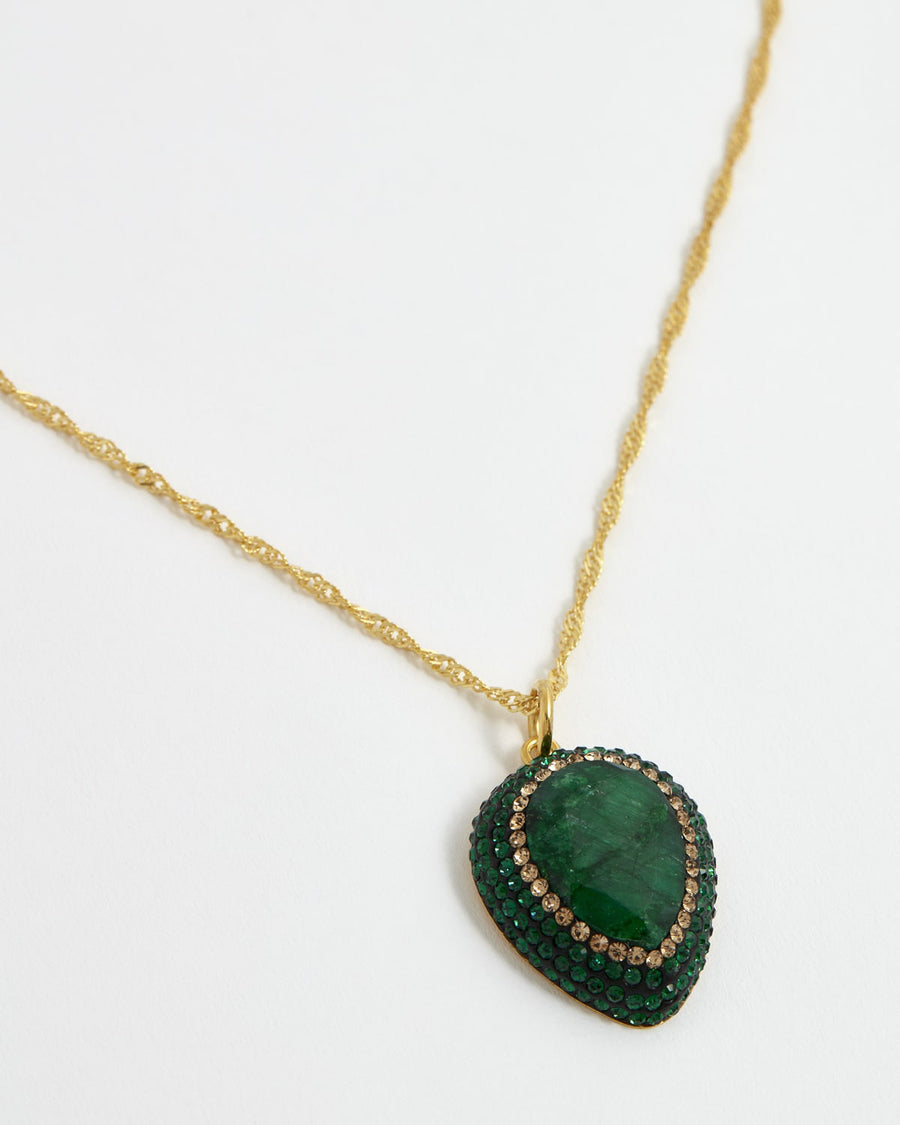 soru green crystal and emerald pendant necklace