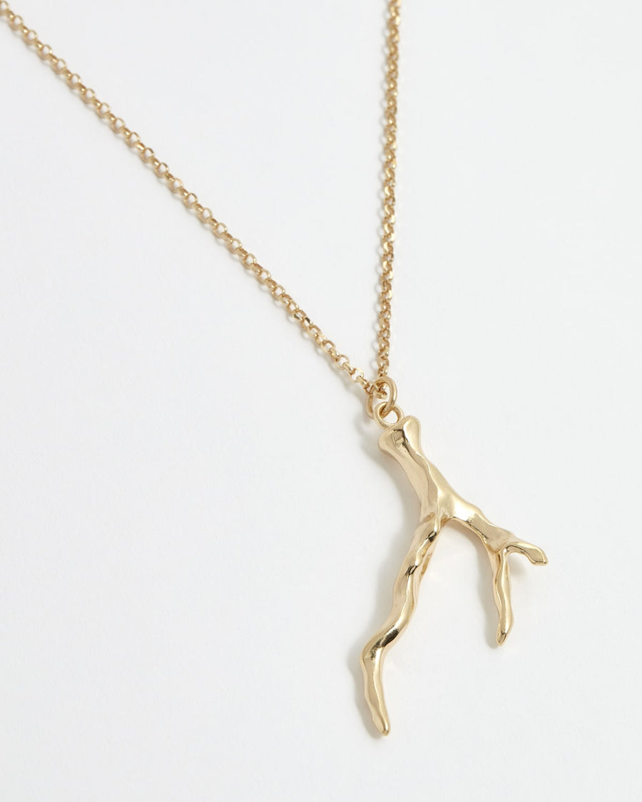 Soru Jewellery gold plated silver coral branch necklace