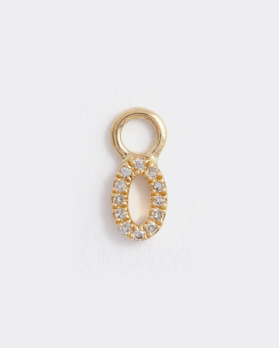 letter o gold and diamond charm