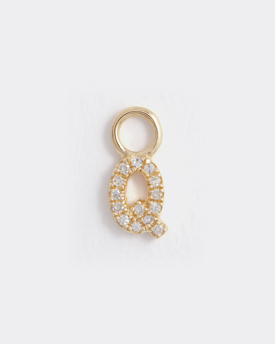 letter q gold and diamond charm