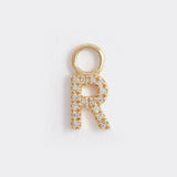 letter r gold and diamond charm