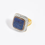 SORU JEWELLERY BLUE LAPIS SQUARE RING WITH ADJUSTABLE BAND