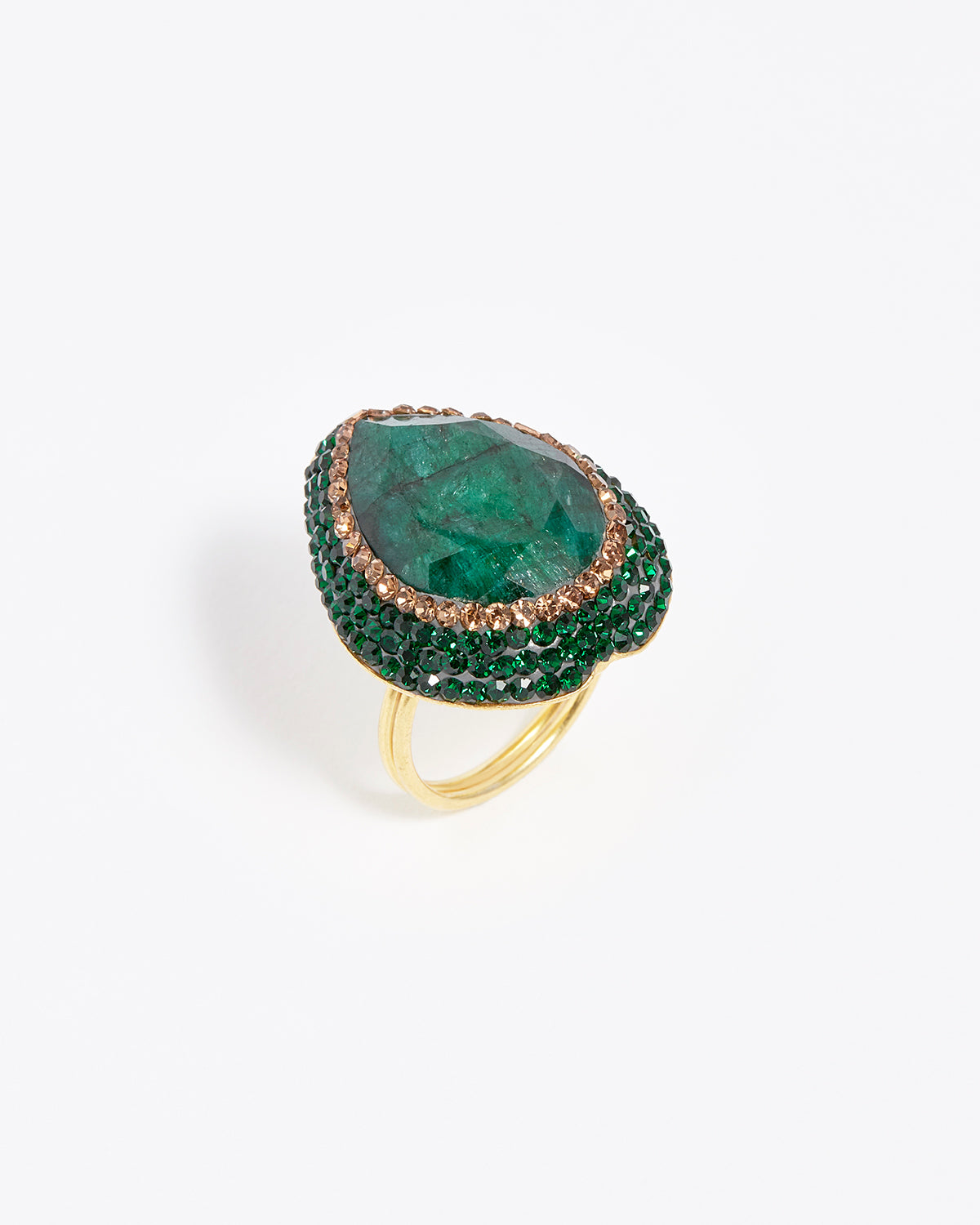 soru jewellery emerald gold ring, soru green ring