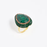 soru jewellery emerald gold ring, soru green ring