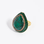 soru jewellery emerald gold ring, soru green ring