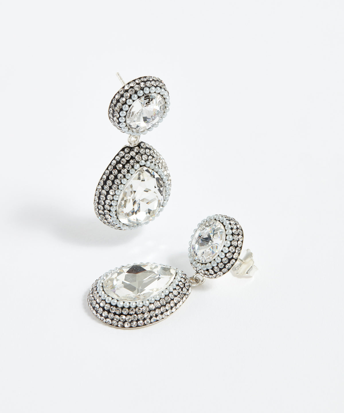 SORU silver crystal teardrop earrings