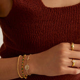 soru green crysal tennis bracelet with an organic finis set in gold plated silver