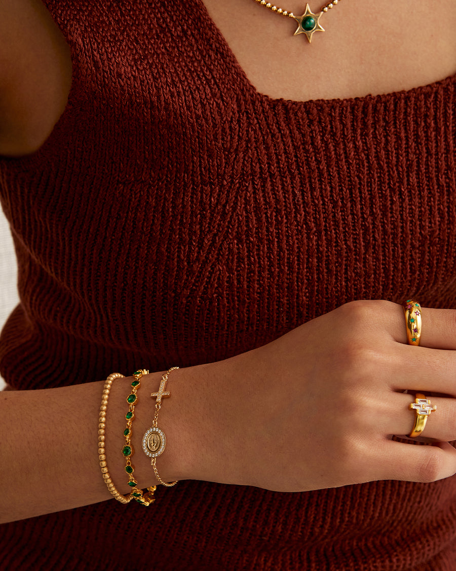 soru jewellery solid gold and crystal madonna rosary bracelet