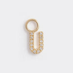 letter u gold and diamond charm