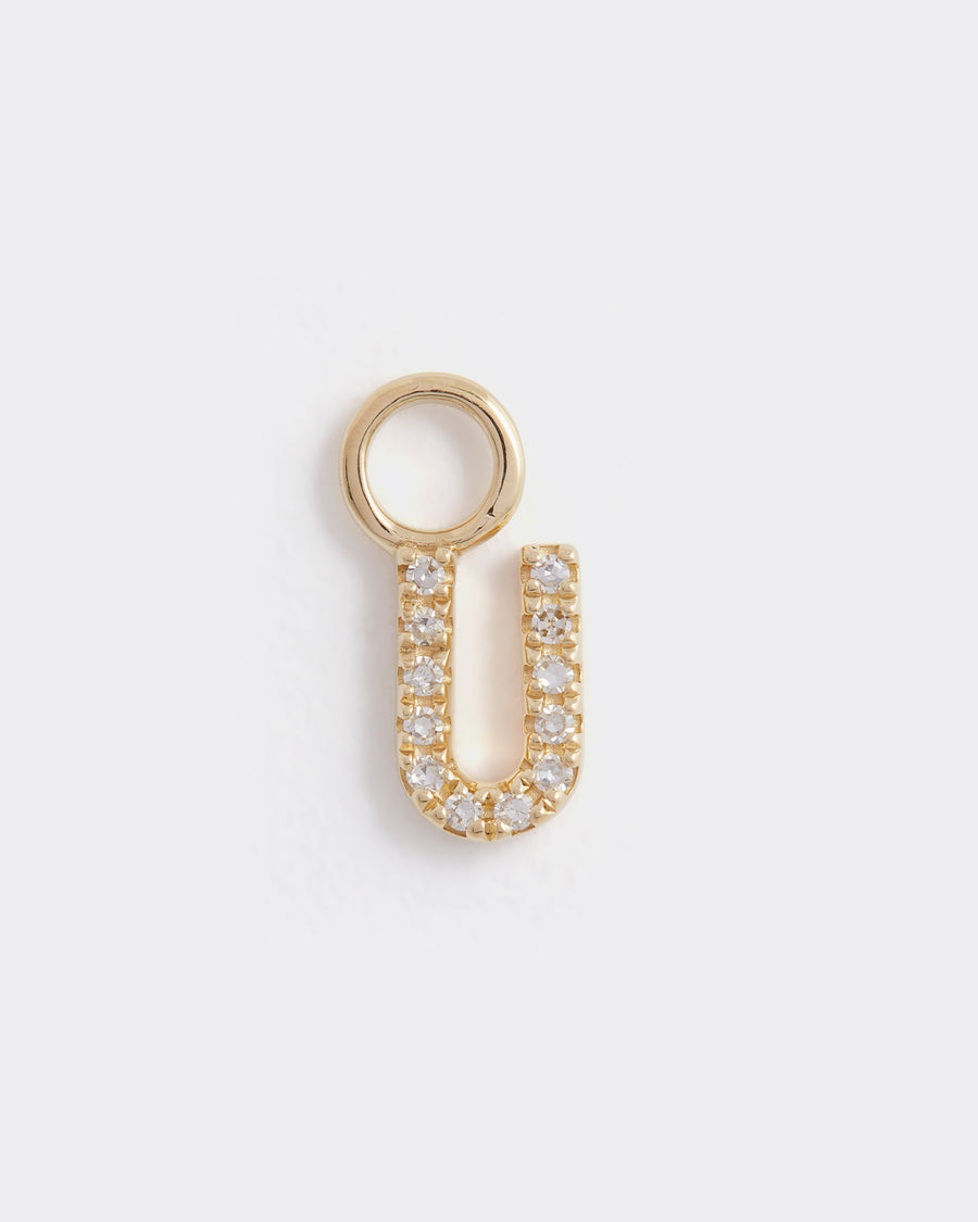 letter u gold and diamond charm