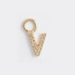 letter  v gold and diamond charm