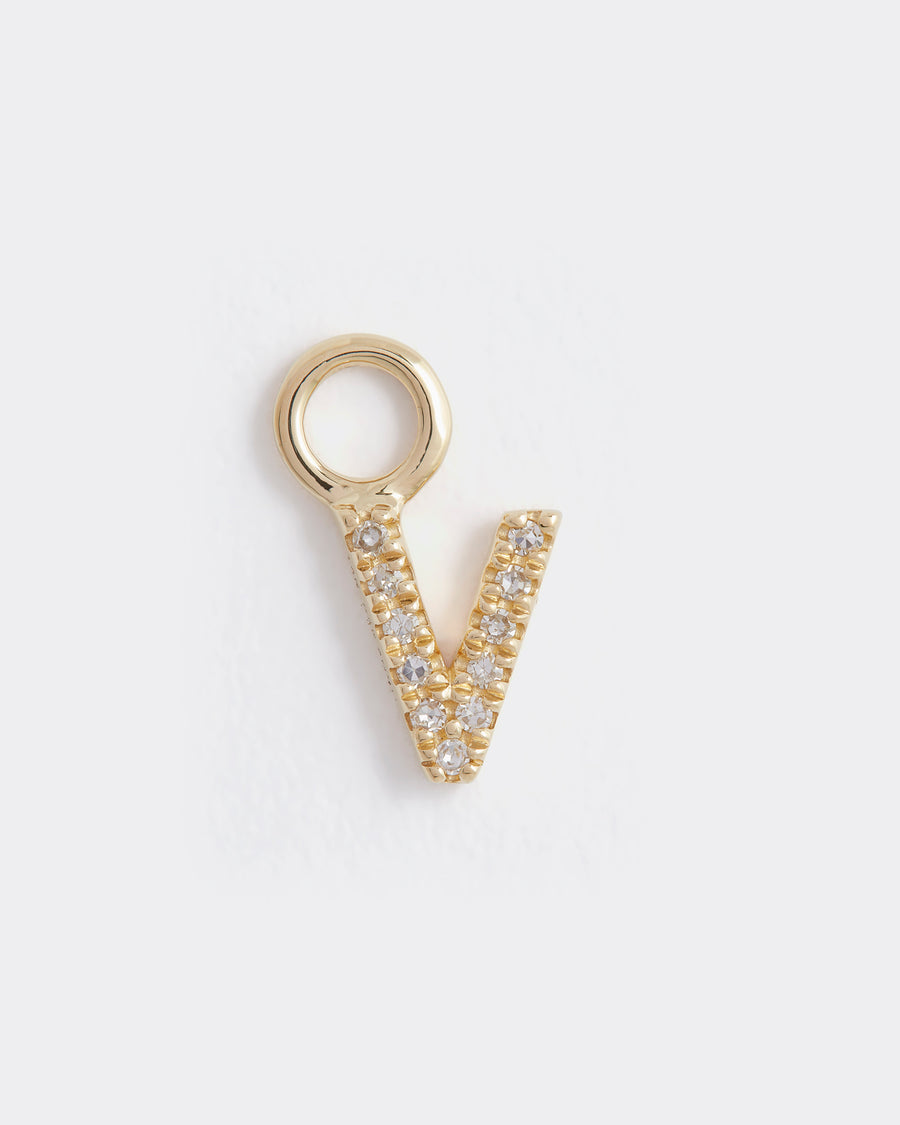 letter  v gold and diamond charm