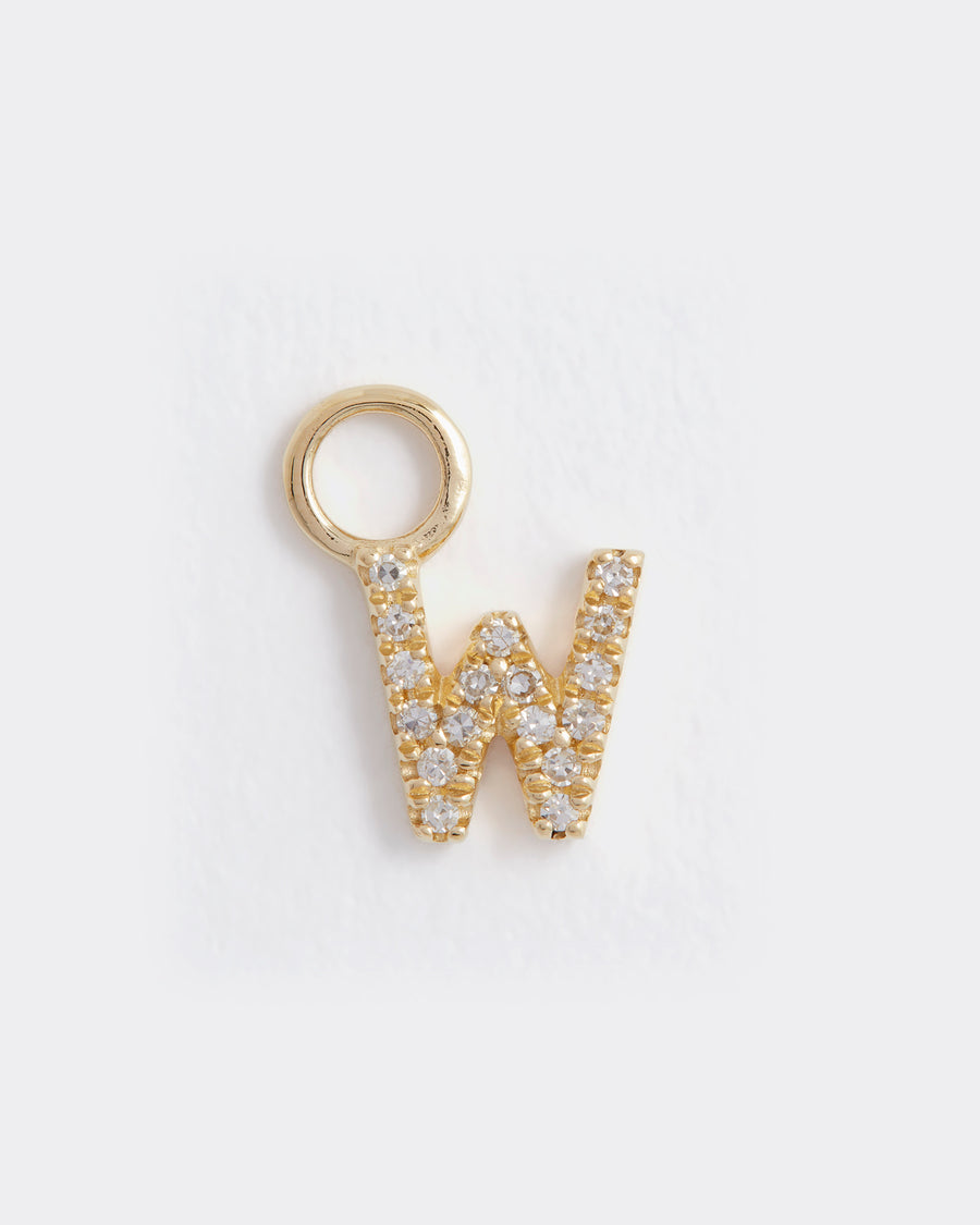 letter w gold and diamond charm