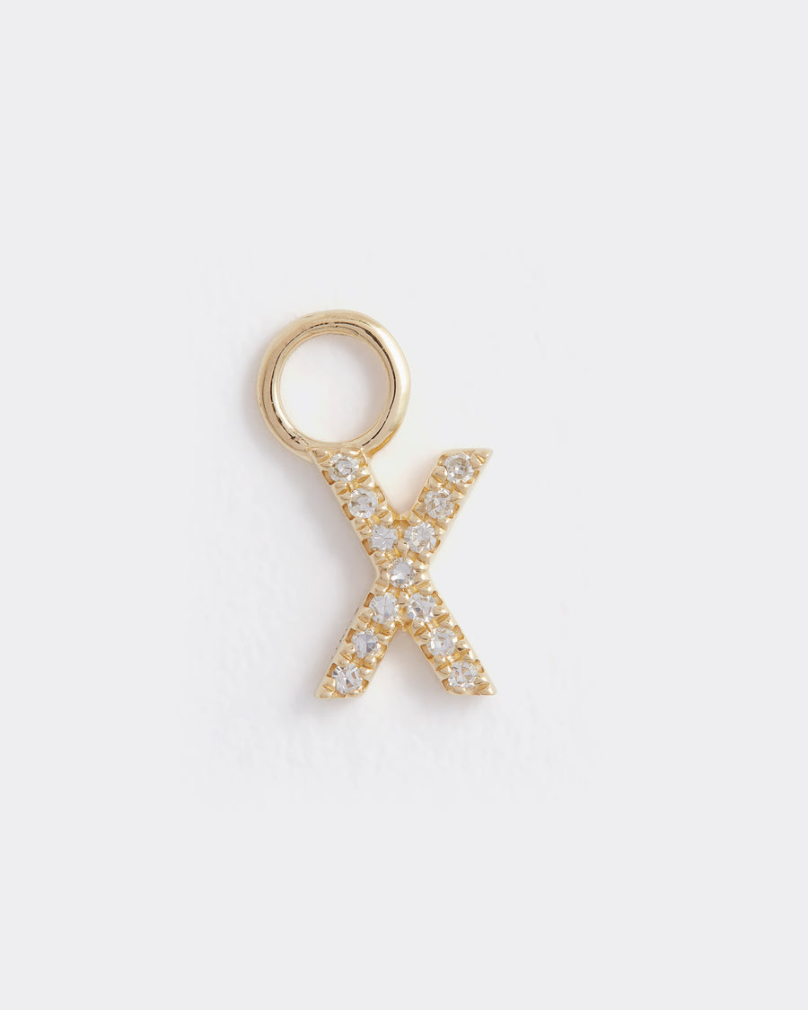 letter x gold and diamond charm