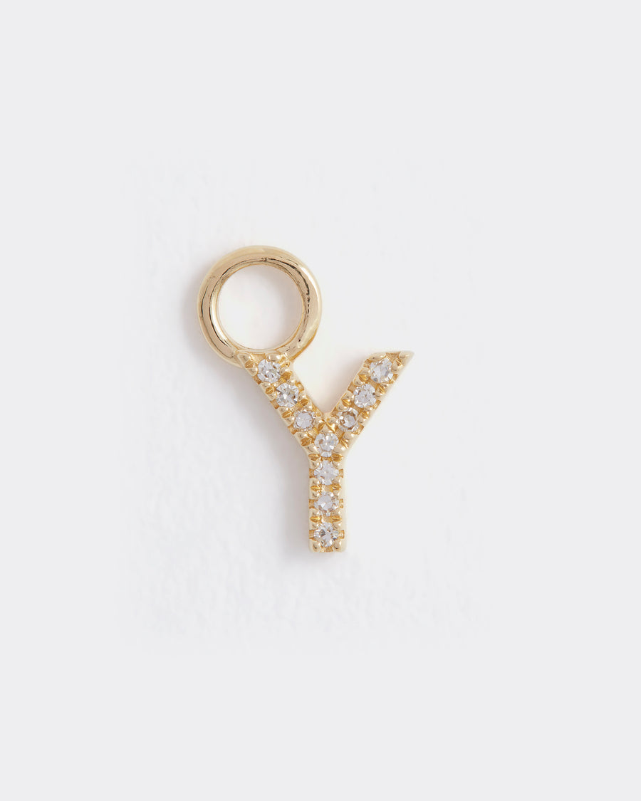letter y gold and diamond charm