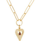 soru amore heart interchangeable charm pendant, with mini pearl and garnet on gold plated silver