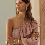 soru amore heart interchangeable charm pendant, with mini pearl and garnet on gold plated silver