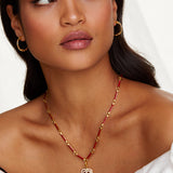 soru amore heart interchangeable charm pendant, with mini pearl and garnet on gold plated silver