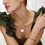 soru jewellery detachable mother of pearl circular charm made with gold plated silver and clear crystals