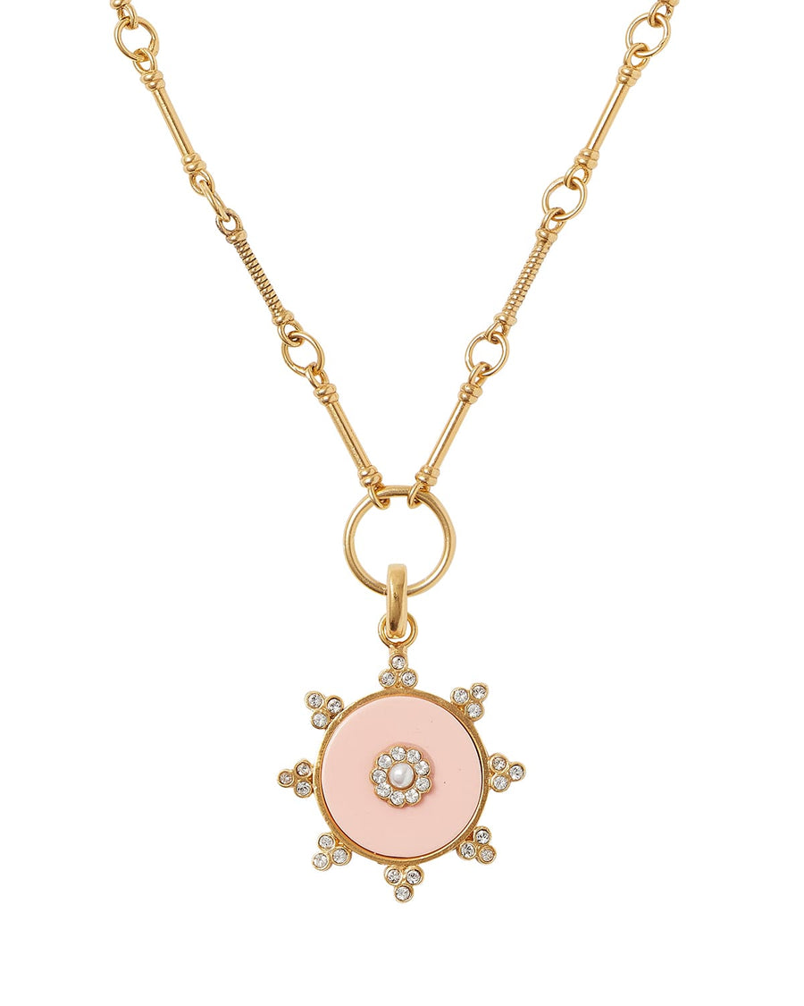 soru jewellery detachable charm made with light pink coral paste, gold plated silver and clear crystals