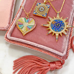 soru fine jewellery, soru micro mosaic, soru mosaic and sapphires, soru heart mosaic pendant, Italian mosaic jewellery, pastel heart necklace