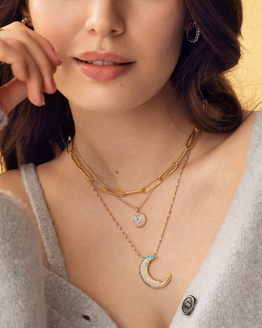 soru jewellery Francesca necklace, gold chain link necklace, paperclip necklace, treasures