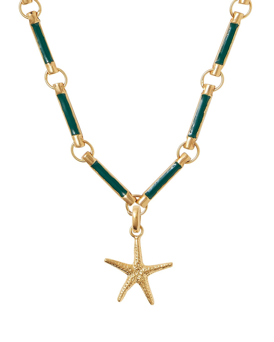 Soru Jewellery green enamelled chain necklace 
