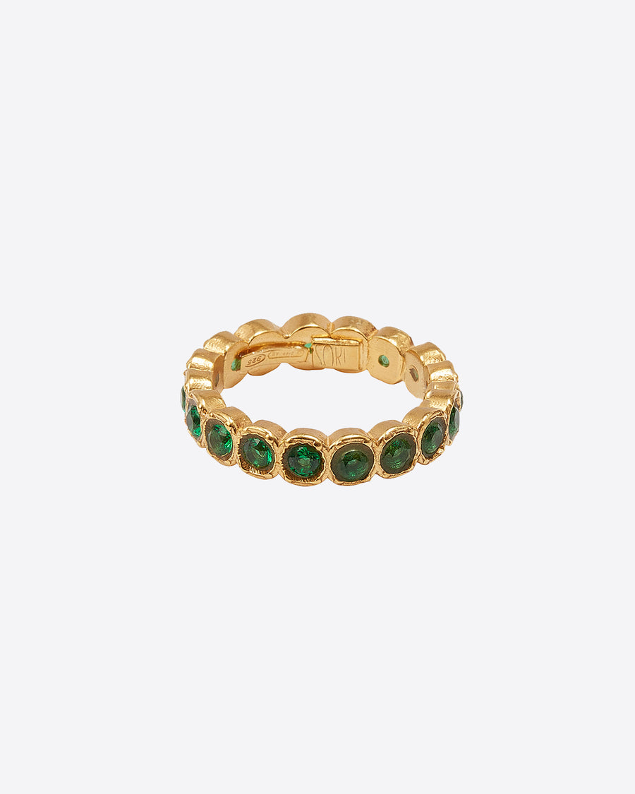 soru Jewelery green crystal and gold band ring
