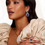 SORU JEWELLERY BLUE LAPIS SQUARE RING WITH ADJUSTABLE BAND