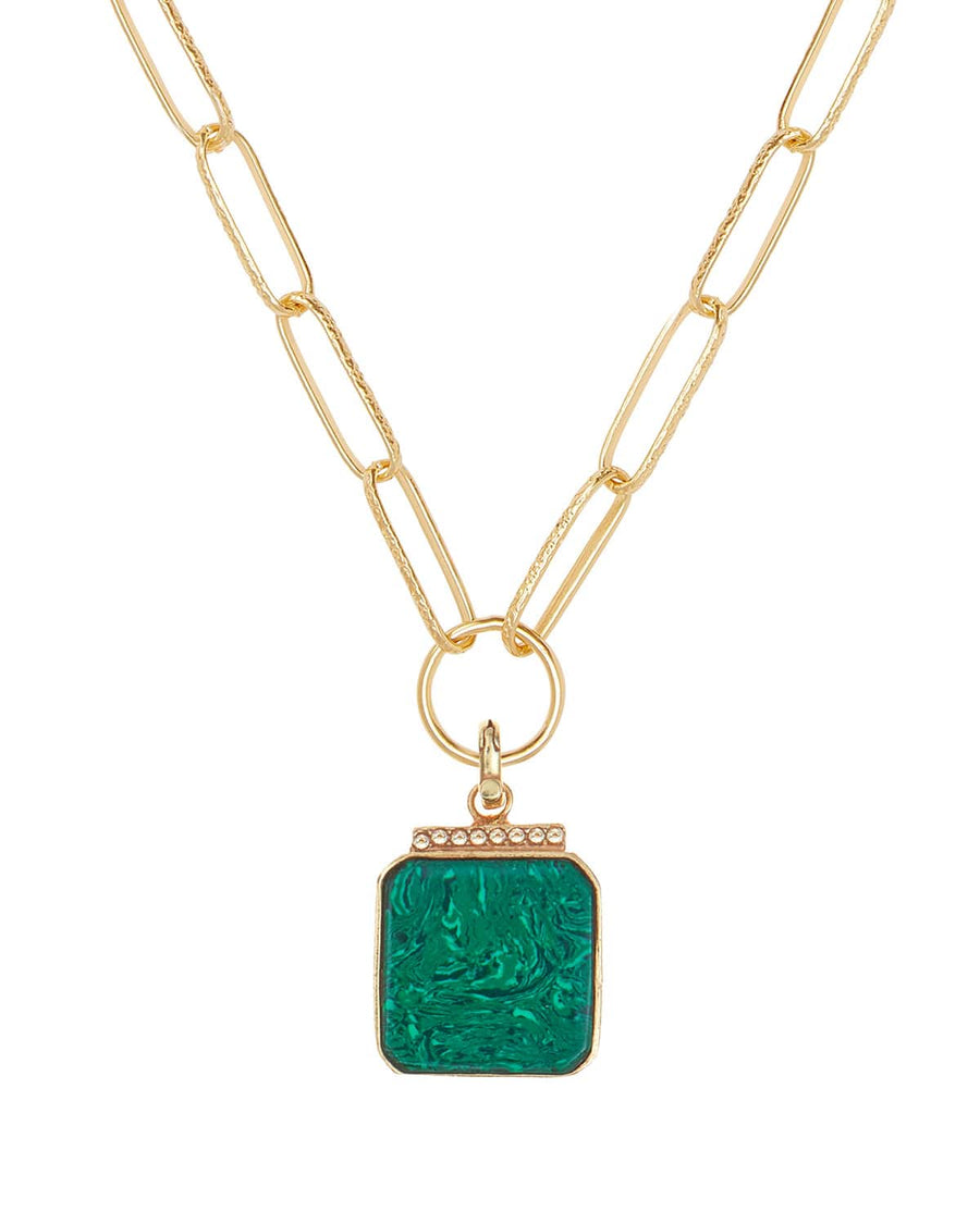 soru green malachite lynx charm, clip on necklace