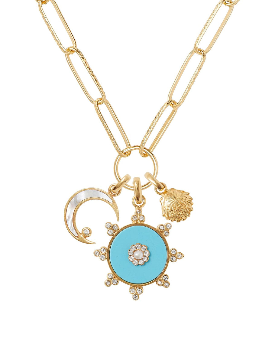 soru jewellery detachable charm made with turquoise paste, gold plated silver and clear crystals