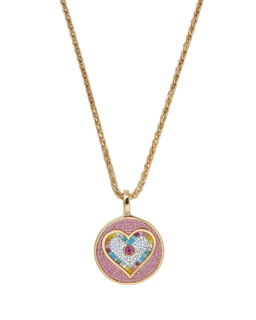 mini heart pastel micro mosaic sapphire fine jewellery, soru necklace