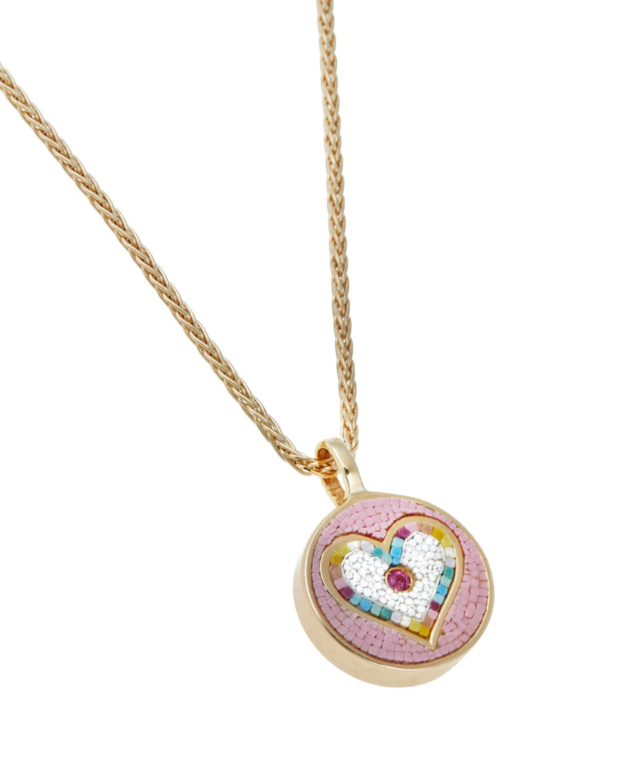 mini heart pastel micro mosaic sapphire fine jewellery, soru necklace