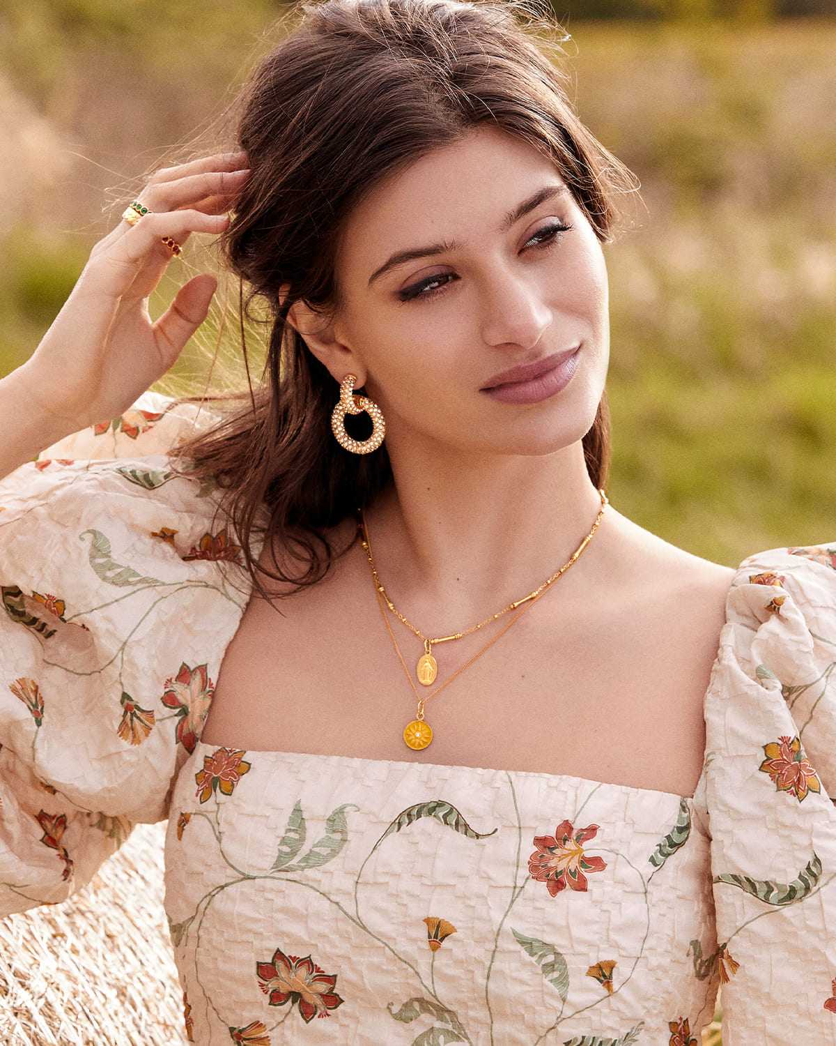 Soru jewellery gold and crystal hoop earrings in gold plated silver