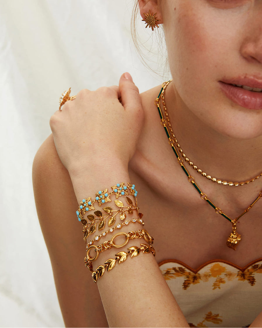 Soru Jewellery gold and turquoise beaded bracelet