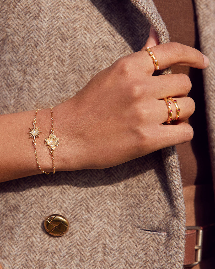 Soru Jewellery solid gold and diamond lucky clover charm bracelet