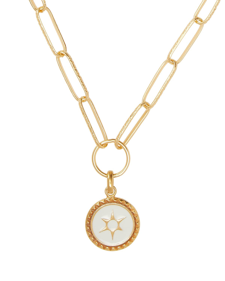 soru sun coin white enamelled gold charm for charm necklace