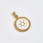 soru sun coin white enamelled gold charm for charm necklace
