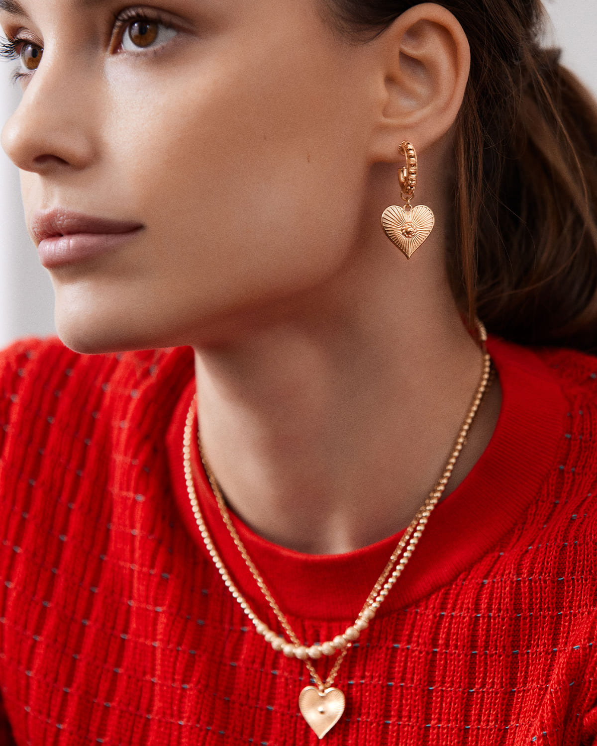 SORU JEWELLERY GOLD HEART TI AMO EARRINGS